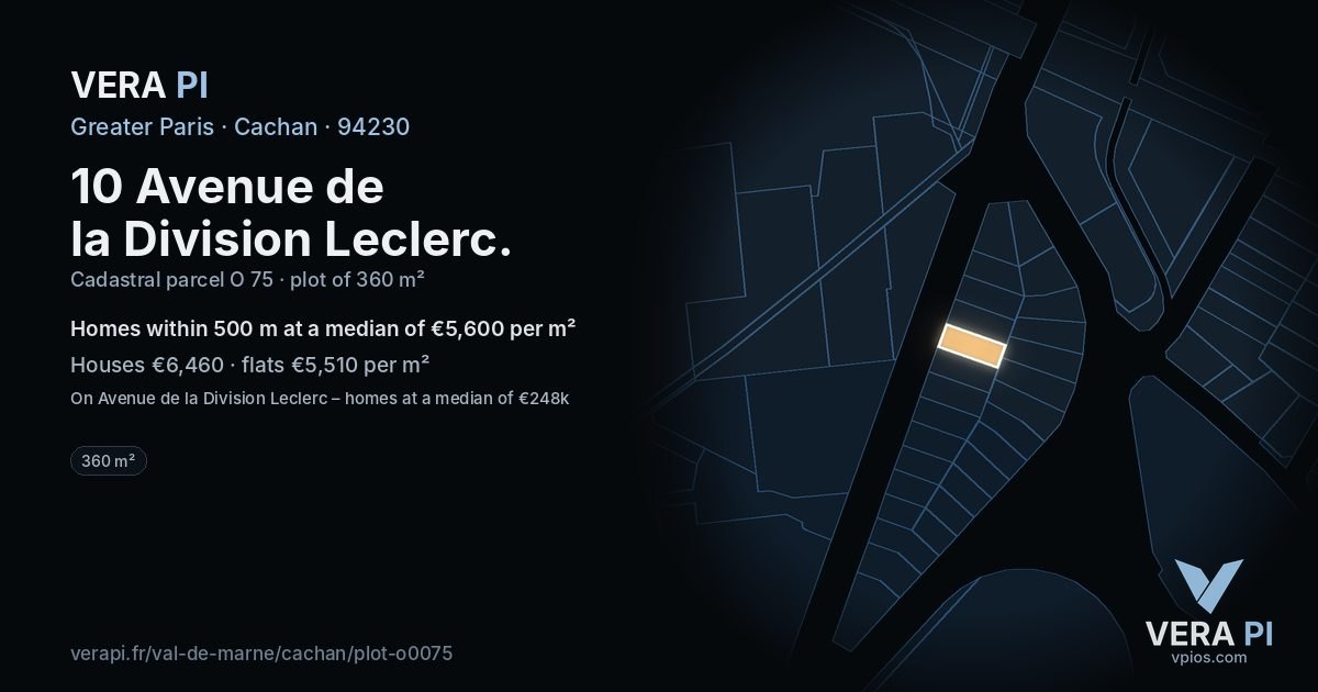 10 Avenue de la Division Leclerc, Cachan at night – the plot lit, the parcels around coloured by the prices near them
