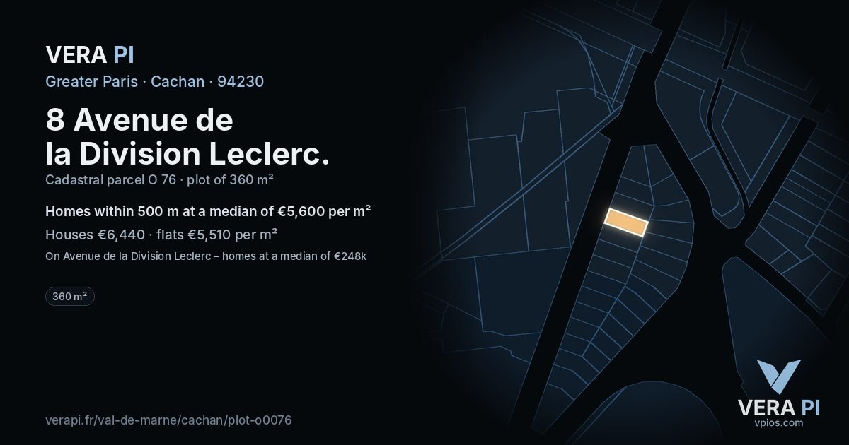 8 Avenue de la Division Leclerc, Cachan at night – the plot lit, the parcels around coloured by the prices near them