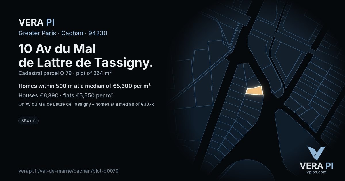 10 Av du Mal de Lattre de Tassigny, Cachan at night – the plot lit, the parcels around coloured by the prices near them