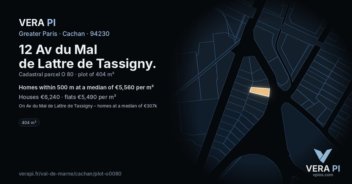 12 Av du Mal de Lattre de Tassigny, Cachan at night – the plot lit, the parcels around coloured by the prices near them