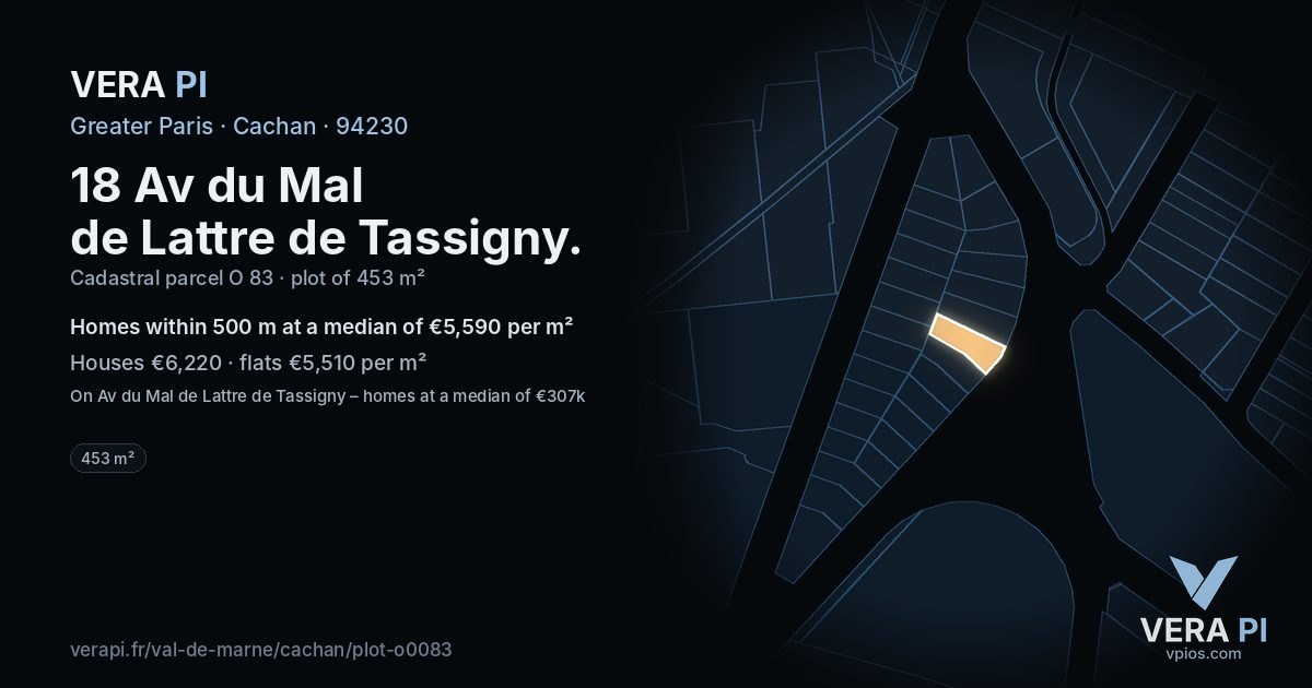 18 Av du Mal de Lattre de Tassigny, Cachan at night – the plot lit, the parcels around coloured by the prices near them