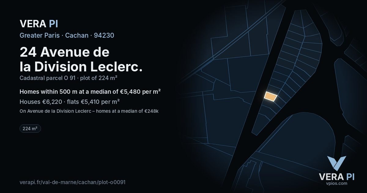 24 Avenue de la Division Leclerc, Cachan at night – the plot lit, the parcels around coloured by the prices near them