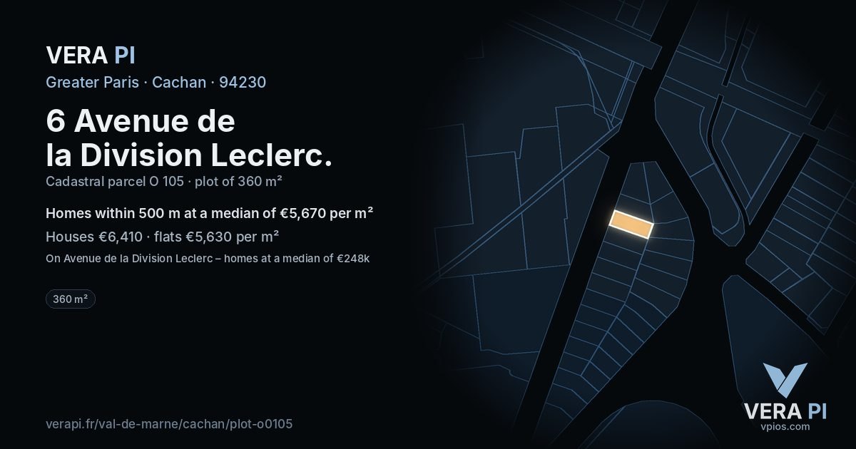 6 Avenue de la Division Leclerc, Cachan at night – the plot lit, the parcels around coloured by the prices near them