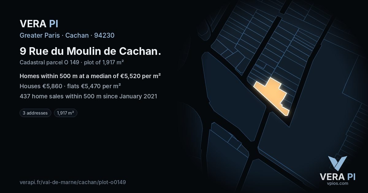 9 Rue du Moulin de Cachan, Cachan at night – the plot lit, the parcels around coloured by the prices near them
