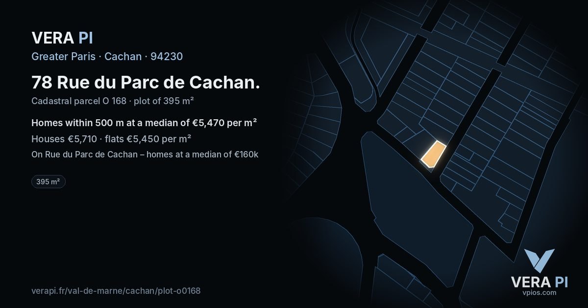 78 Rue du Parc de Cachan, Cachan at night – the plot lit, the parcels around coloured by the prices near them