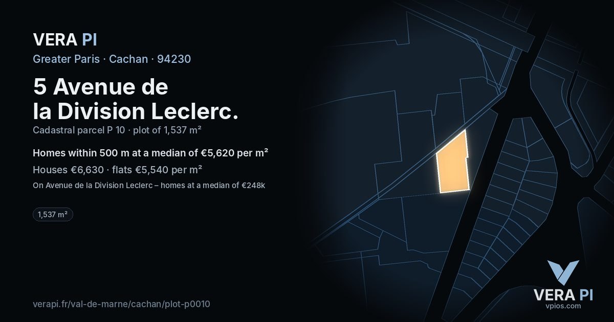 5 Avenue de la Division Leclerc, Cachan at night – the plot lit, the parcels around coloured by the prices near them