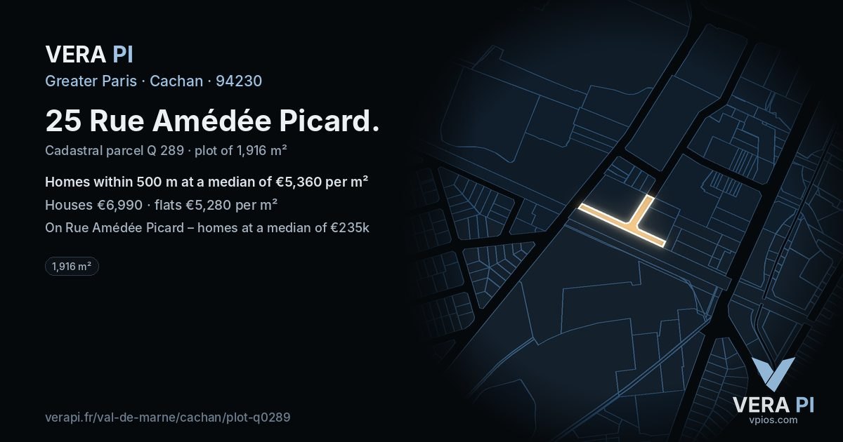 25 Rue Amédée Picard, Cachan at night – the plot lit, the parcels around coloured by the prices near them