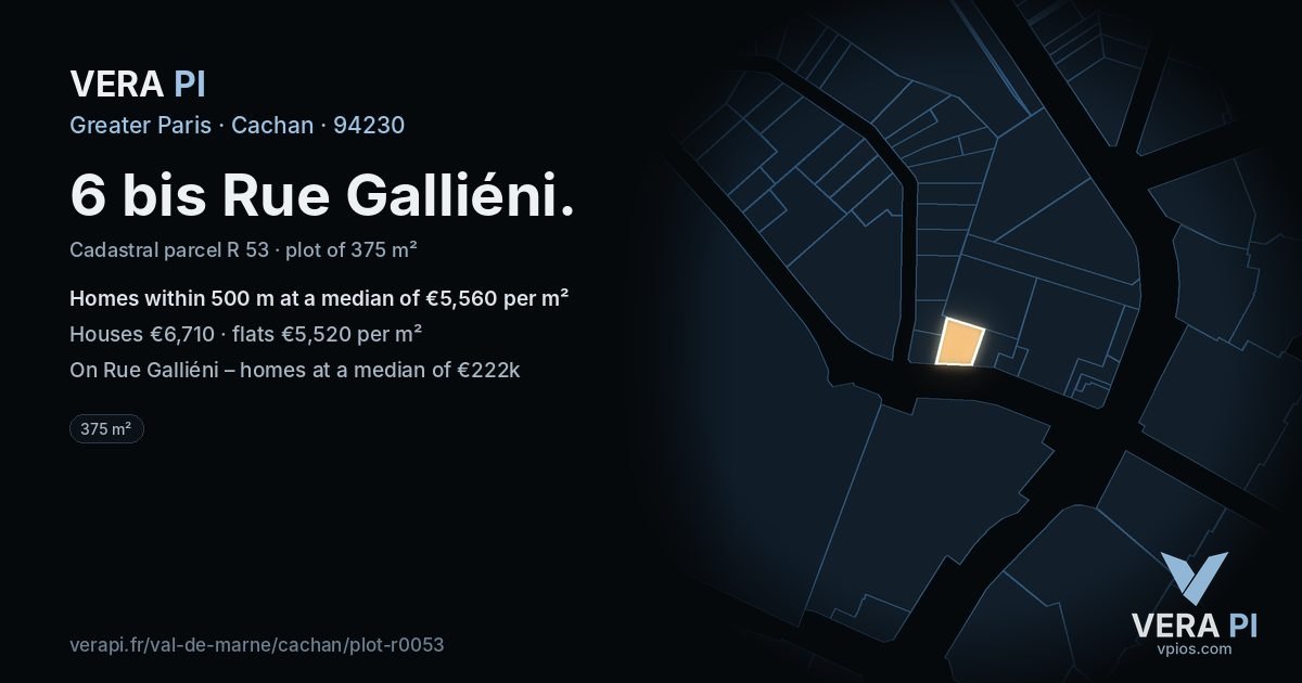 6 bis Rue Galliéni, Cachan at night – the plot lit, the parcels around coloured by the prices near them