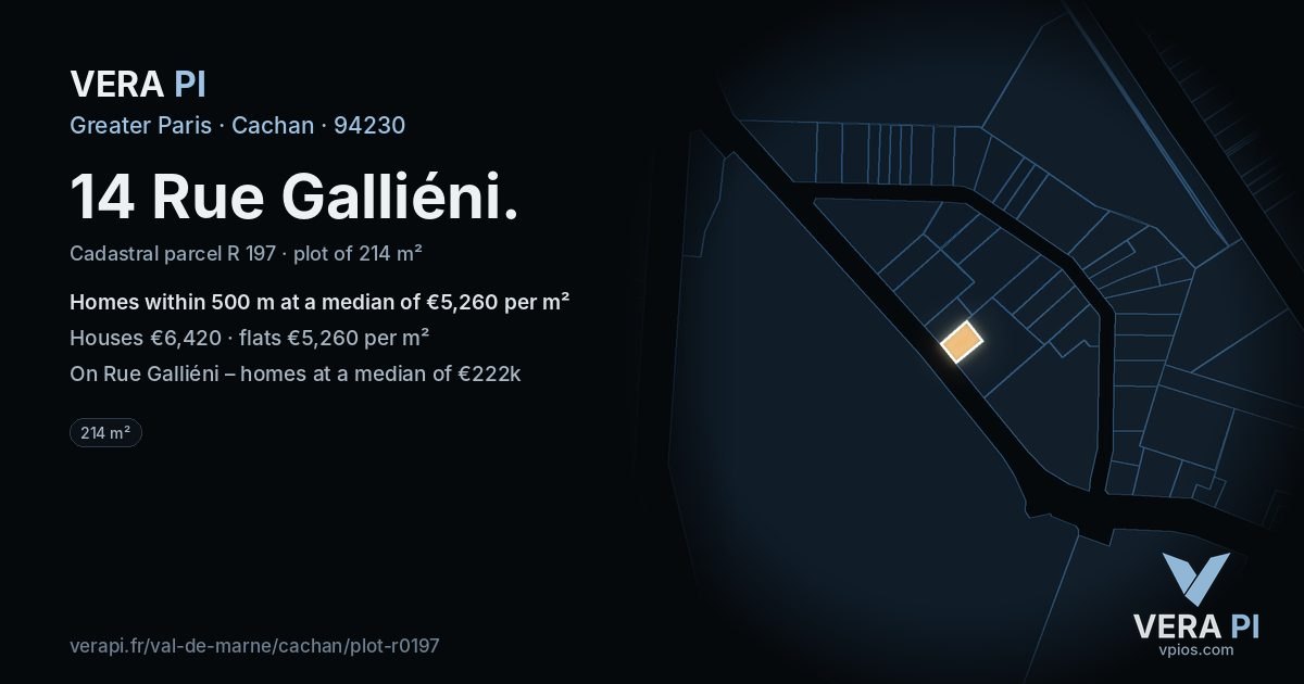 14 Rue Galliéni, Cachan at night – the plot lit, the parcels around coloured by the prices near them