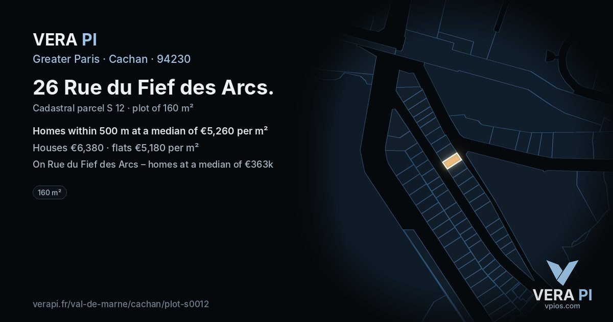 26 Rue du Fief des Arcs, Cachan at night – the plot lit, the parcels around coloured by the prices near them