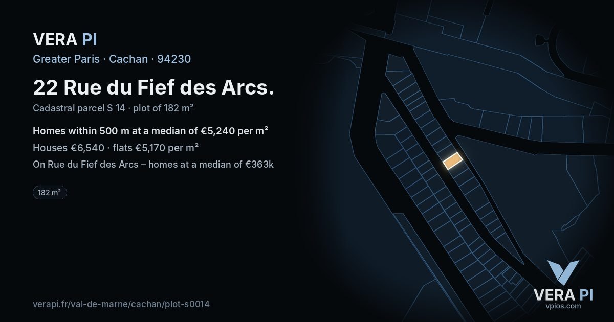 22 Rue du Fief des Arcs, Cachan at night – the plot lit, the parcels around coloured by the prices near them