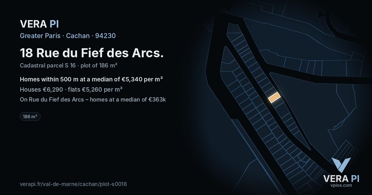 18 Rue du Fief des Arcs, Cachan at night – the plot lit, the parcels around coloured by the prices near them