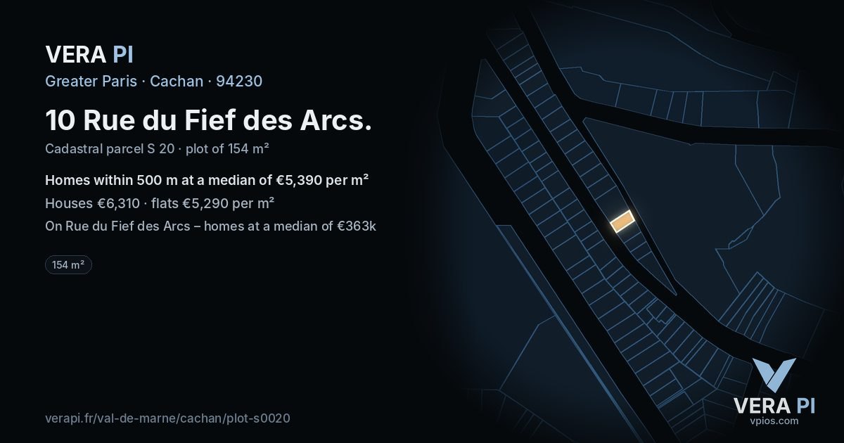 10 Rue du Fief des Arcs, Cachan at night – the plot lit, the parcels around coloured by the prices near them