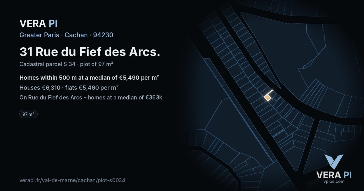 31 Rue du Fief des Arcs, Cachan at night – the plot lit, the parcels around coloured by the prices near them