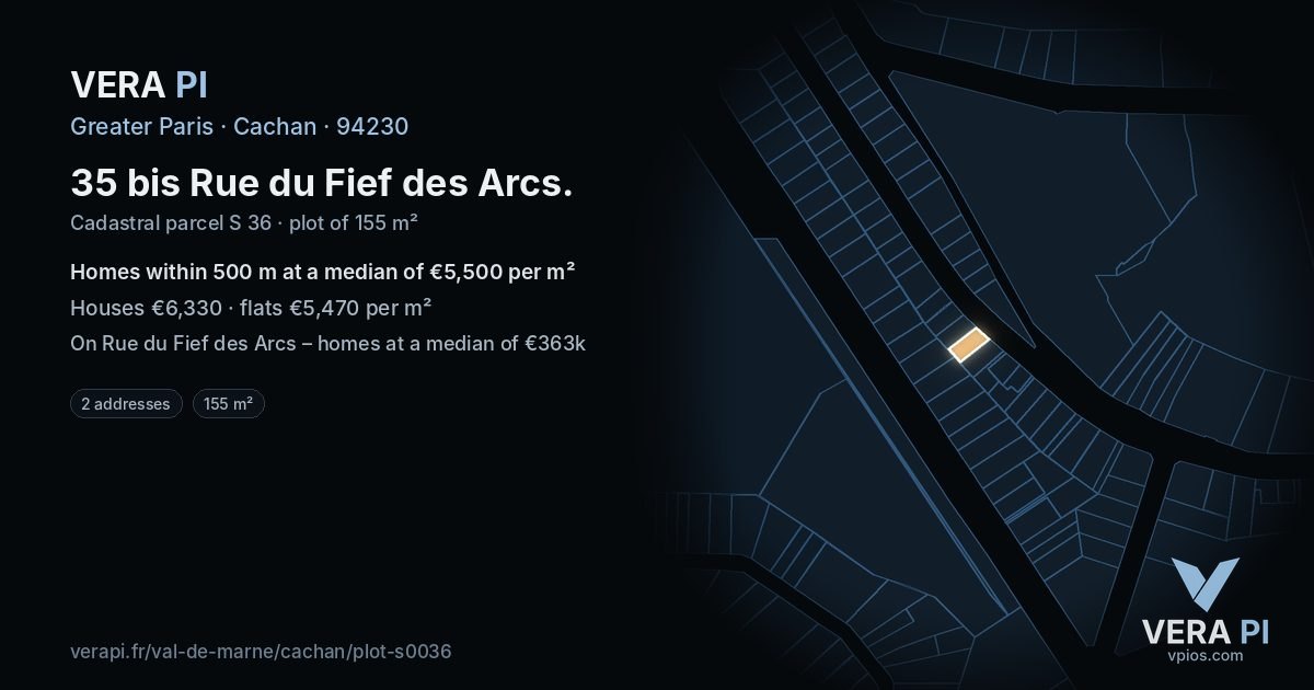 35 bis Rue du Fief des Arcs, Cachan at night – the plot lit, the parcels around coloured by the prices near them