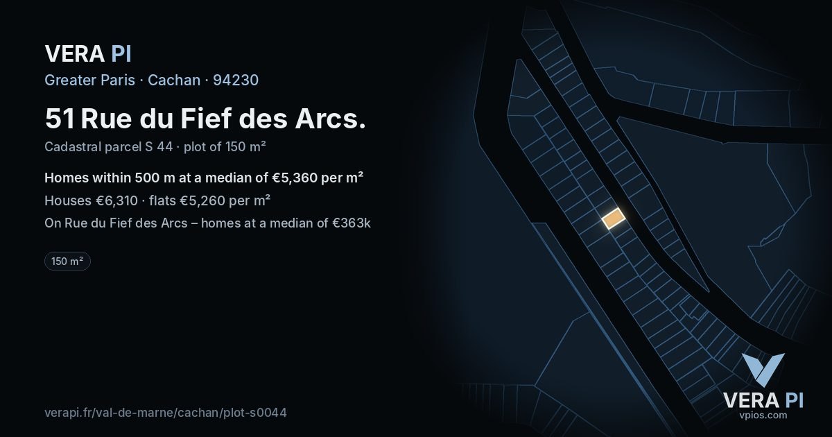 51 Rue du Fief des Arcs, Cachan at night – the plot lit, the parcels around coloured by the prices near them
