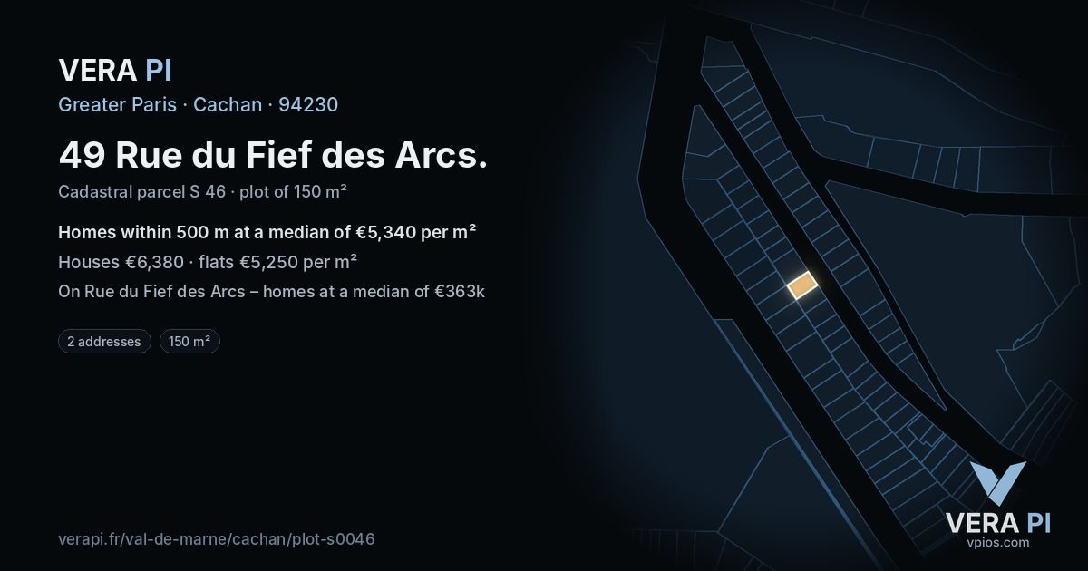 49 Rue du Fief des Arcs, Cachan at night – the plot lit, the parcels around coloured by the prices near them