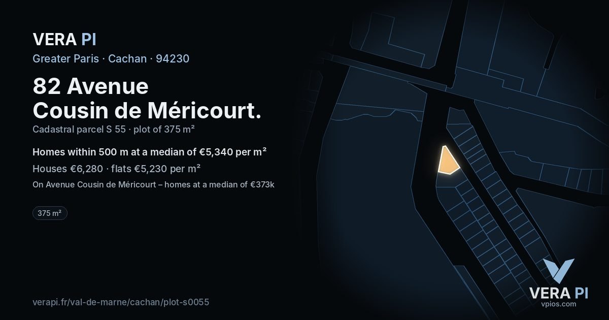 82 Avenue Cousin de Méricourt, Cachan at night – the plot lit, the parcels around coloured by the prices near them