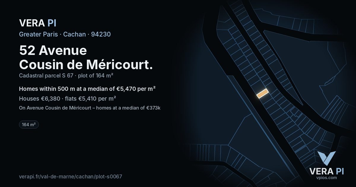 52 Avenue Cousin de Méricourt, Cachan at night – the plot lit, the parcels around coloured by the prices near them