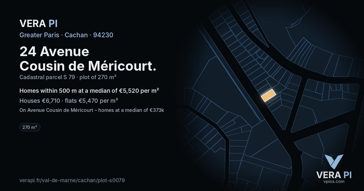 24 Avenue Cousin de Méricourt, Cachan at night – the plot lit, the parcels around coloured by the prices near them