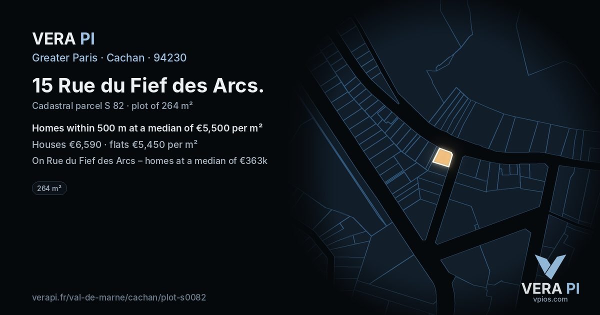 15 Rue du Fief des Arcs, Cachan at night – the plot lit, the parcels around coloured by the prices near them