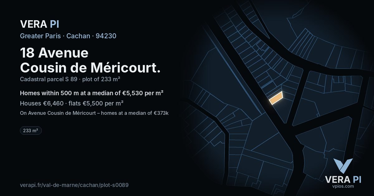 18 Avenue Cousin de Méricourt, Cachan at night – the plot lit, the parcels around coloured by the prices near them