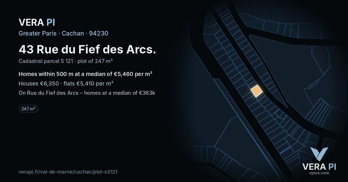 43 Rue du Fief des Arcs, Cachan at night – the plot lit, the parcels around coloured by the prices near them