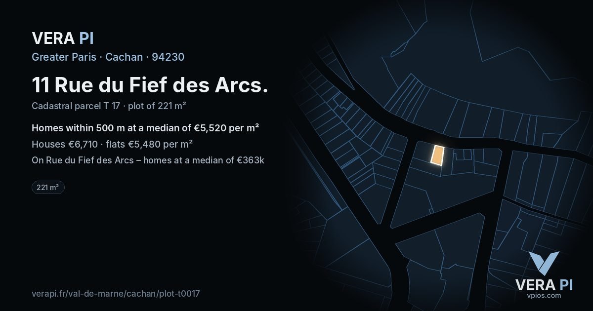11 Rue du Fief des Arcs, Cachan at night – the plot lit, the parcels around coloured by the prices near them