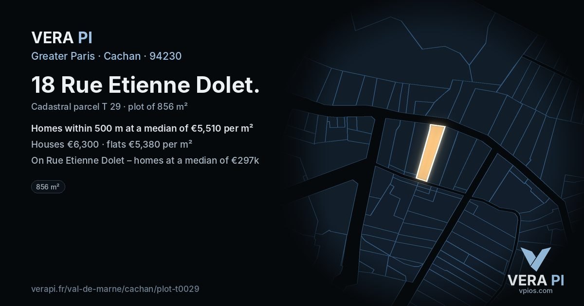 18 Rue Etienne Dolet, Cachan at night – the plot lit, the parcels around coloured by the prices near them