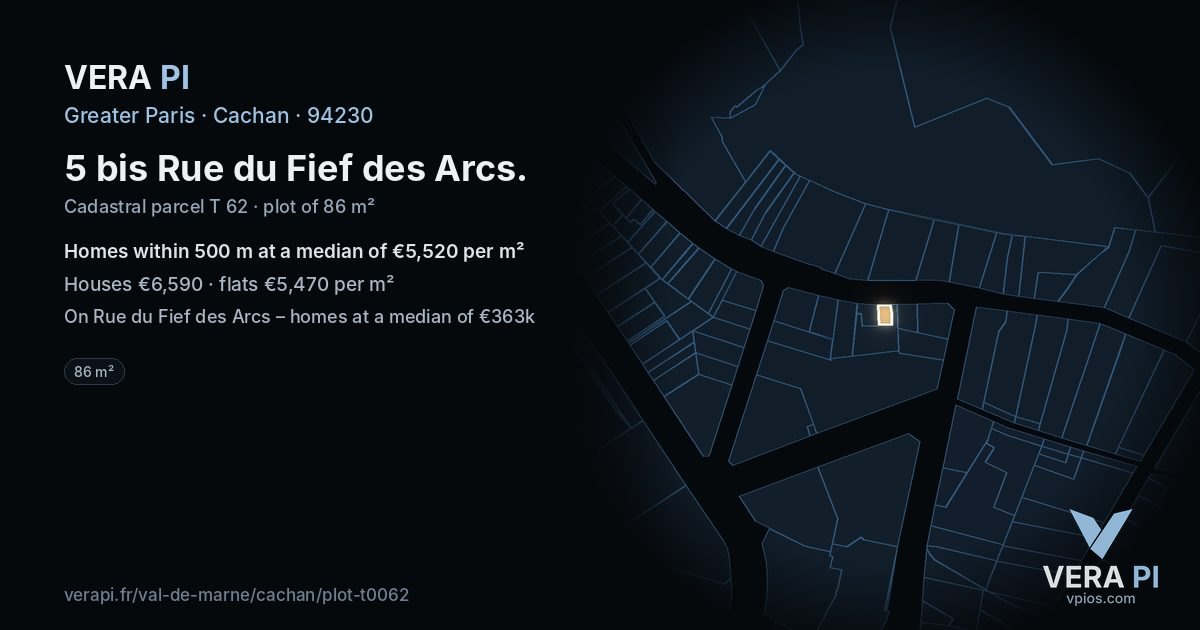 5 bis Rue du Fief des Arcs, Cachan at night – the plot lit, the parcels around coloured by the prices near them