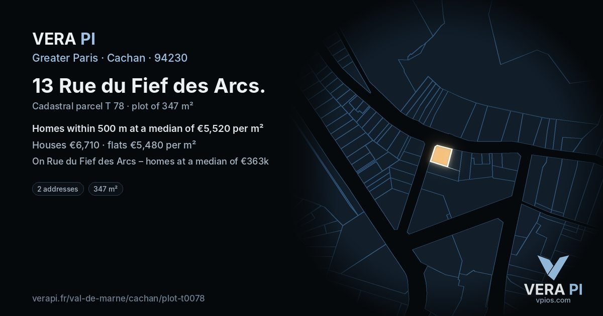 13 Rue du Fief des Arcs, Cachan at night – the plot lit, the parcels around coloured by the prices near them