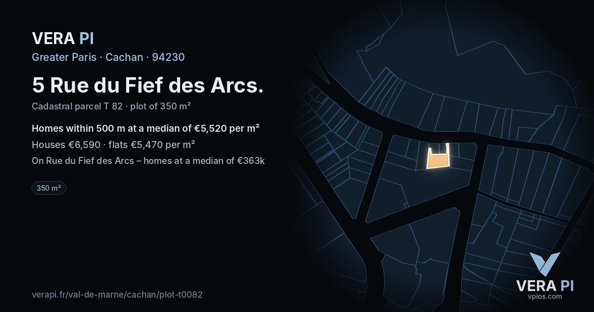 5 Rue du Fief des Arcs, Cachan at night – the plot lit, the parcels around coloured by the prices near them