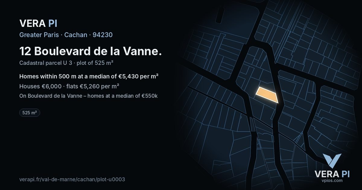 12 Boulevard de la Vanne, Cachan at night – the plot lit, the parcels around coloured by the prices near them