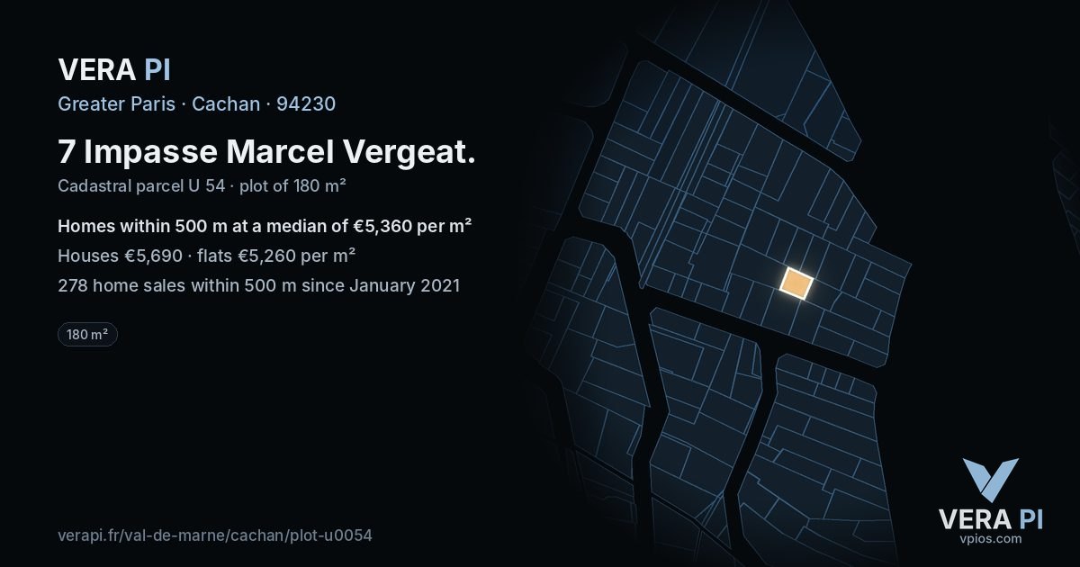 7 Impasse Marcel Vergeat, Cachan at night – the plot lit, the parcels around coloured by the prices near them