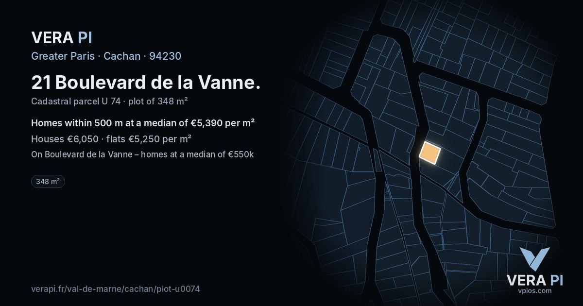 21 Boulevard de la Vanne, Cachan at night – the plot lit, the parcels around coloured by the prices near them