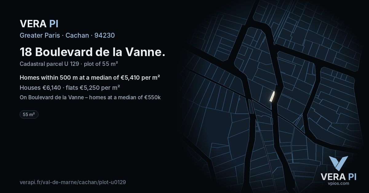 18 Boulevard de la Vanne, Cachan at night – the plot lit, the parcels around coloured by the prices near them