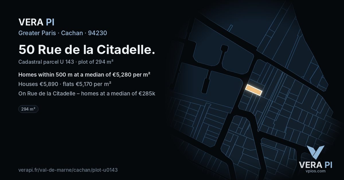 50 Rue de la Citadelle, Cachan at night – the plot lit, the parcels around coloured by the prices near them