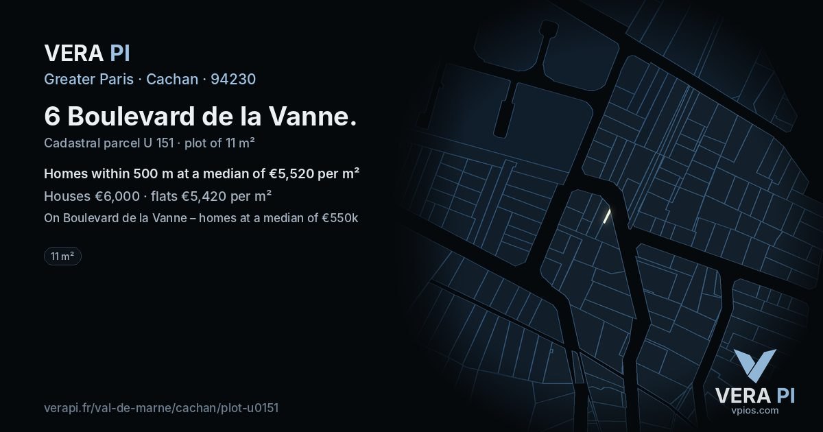 6 Boulevard de la Vanne, Cachan at night – the plot lit, the parcels around coloured by the prices near them