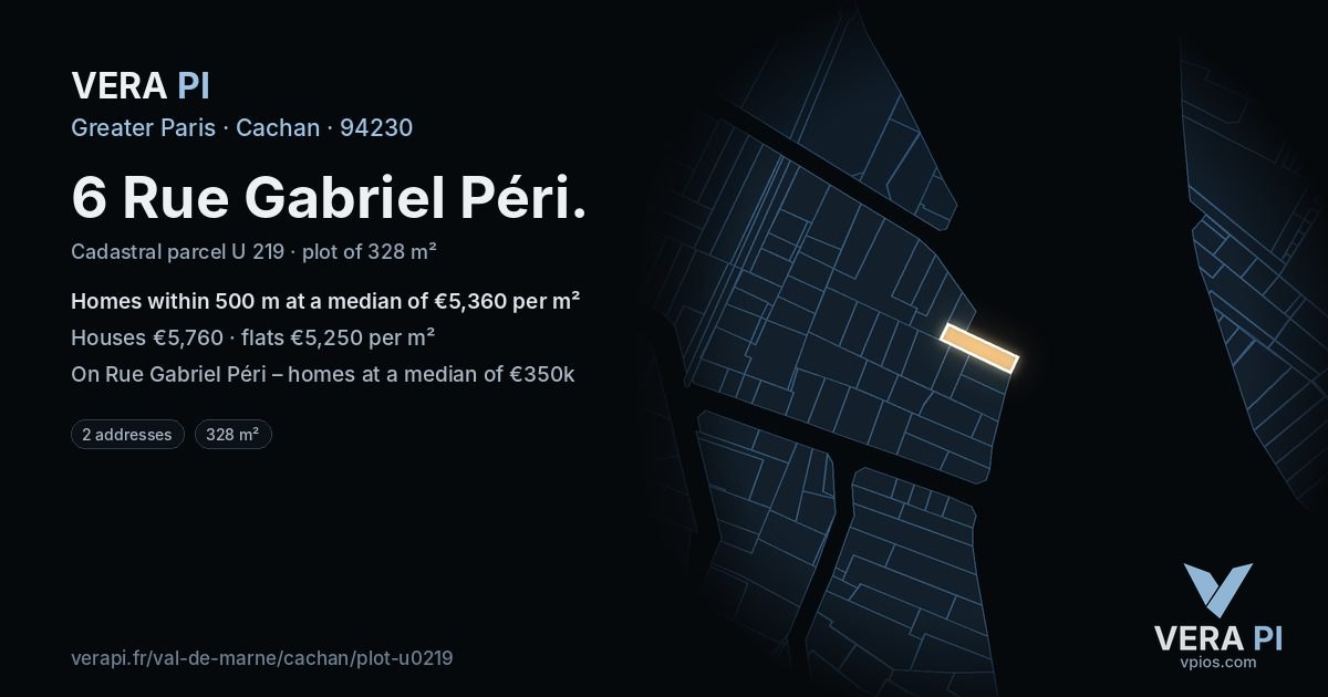 6 Rue Gabriel Péri, Cachan at night – the plot lit, the parcels around coloured by the prices near them