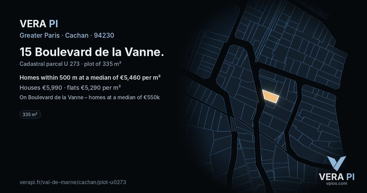 15 Boulevard de la Vanne, Cachan at night – the plot lit, the parcels around coloured by the prices near them