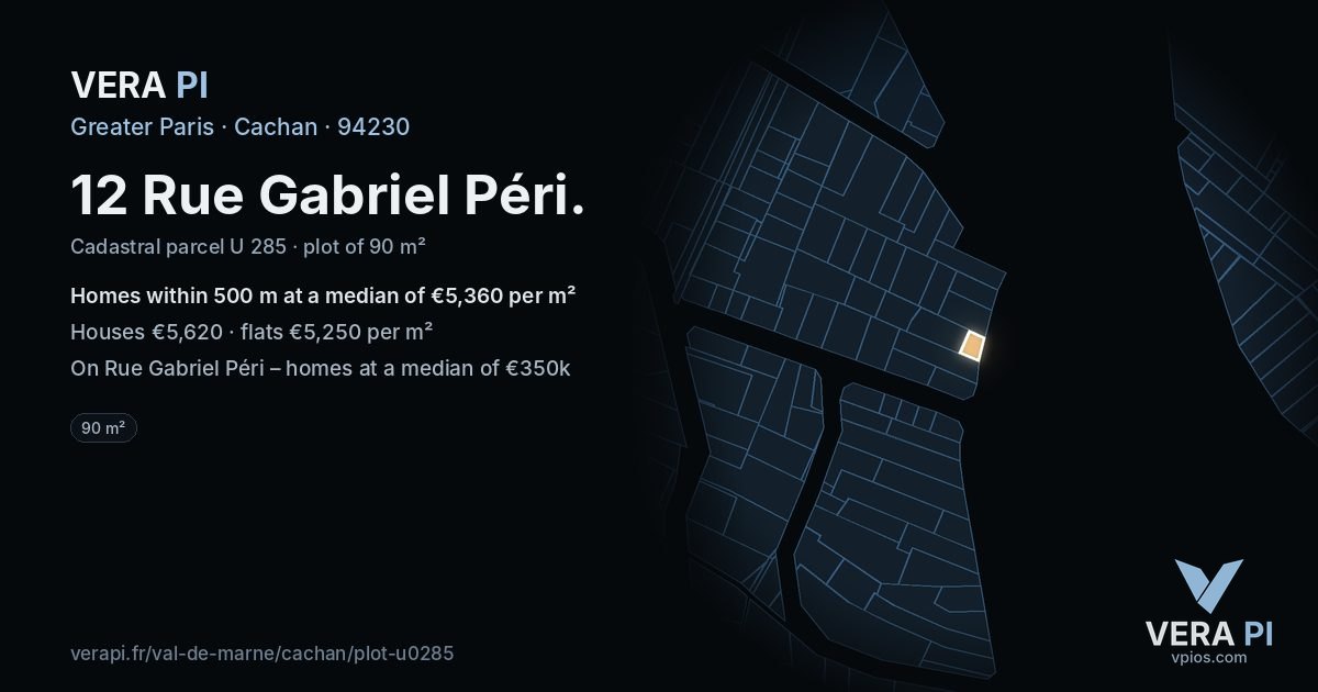 12 Rue Gabriel Péri, Cachan at night – the plot lit, the parcels around coloured by the prices near them