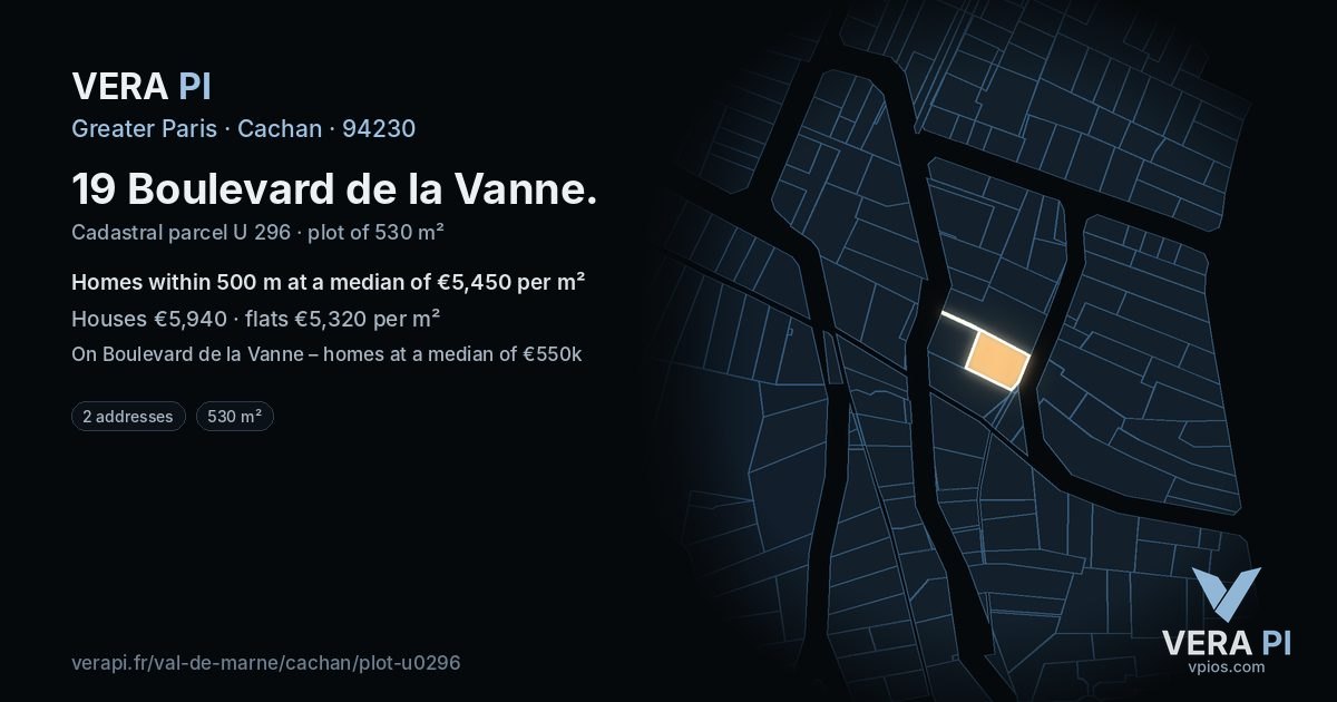 19 Boulevard de la Vanne, Cachan at night – the plot lit, the parcels around coloured by the prices near them