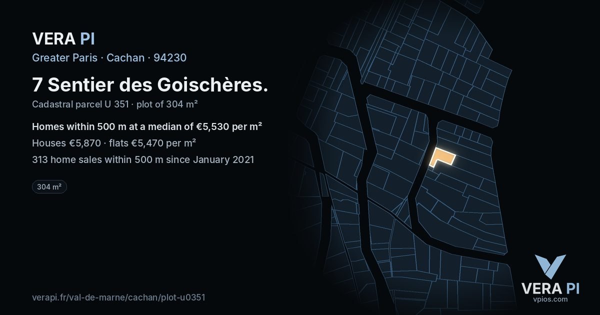 7 Sentier des Goischères, Cachan at night – the plot lit, the parcels around coloured by the prices near them