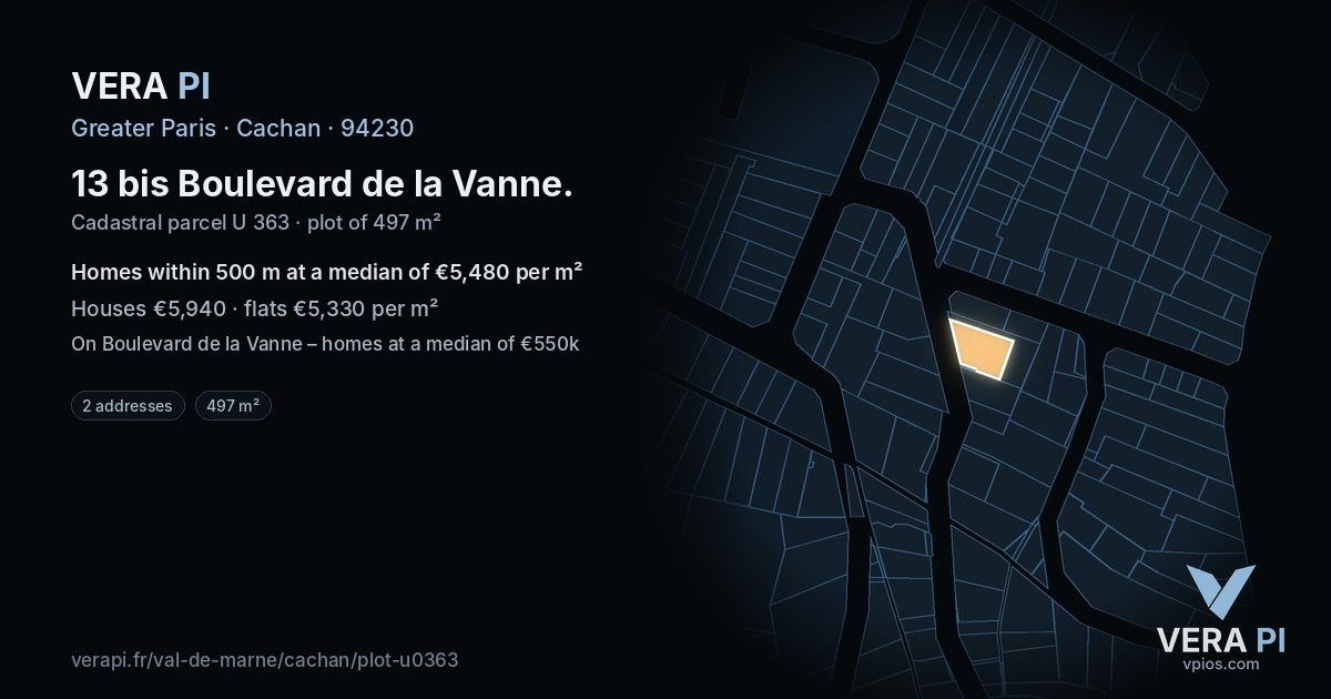 13 bis Boulevard de la Vanne, Cachan at night – the plot lit, the parcels around coloured by the prices near them