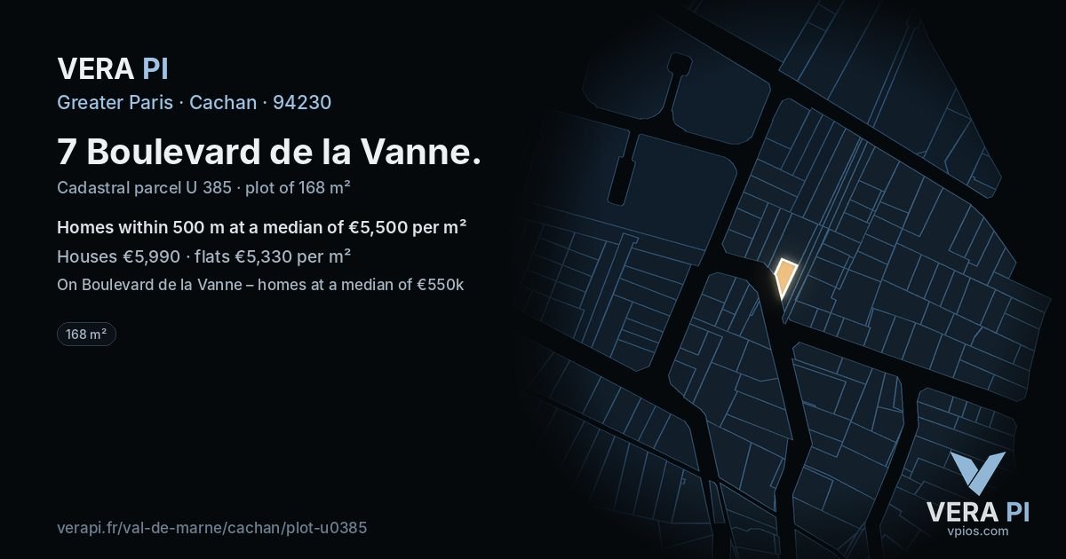 7 Boulevard de la Vanne, Cachan at night – the plot lit, the parcels around coloured by the prices near them