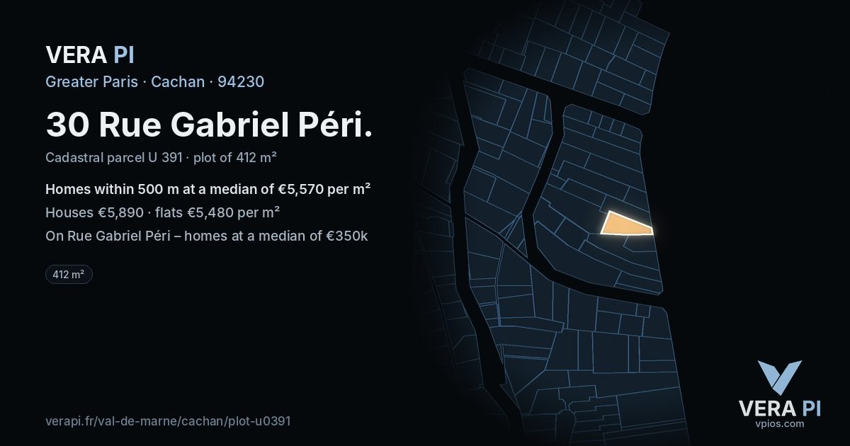 30 Rue Gabriel Péri, Cachan at night – the plot lit, the parcels around coloured by the prices near them