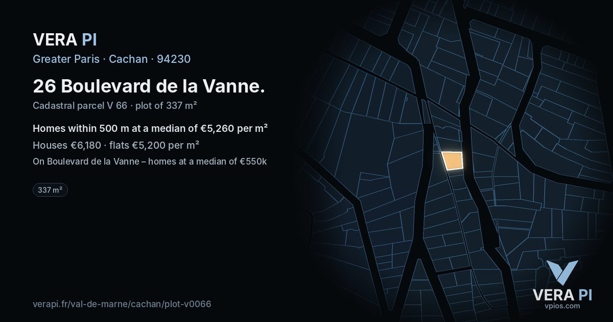 26 Boulevard de la Vanne, Cachan at night – the plot lit, the parcels around coloured by the prices near them