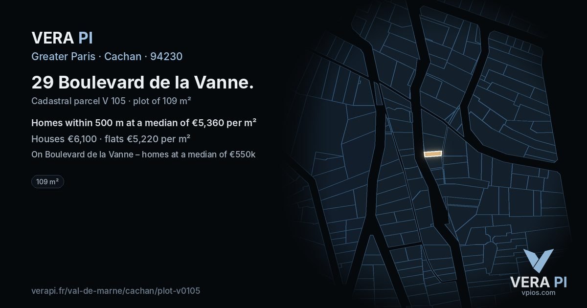 29 Boulevard de la Vanne, Cachan at night – the plot lit, the parcels around coloured by the prices near them
