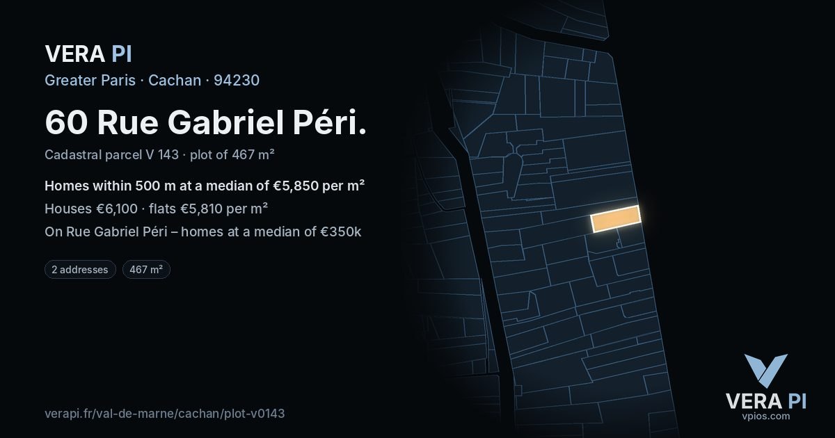 60 Rue Gabriel Péri, Cachan at night – the plot lit, the parcels around coloured by the prices near them