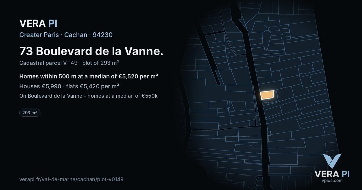 73 Boulevard de la Vanne, Cachan at night – the plot lit, the parcels around coloured by the prices near them
